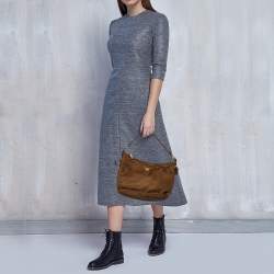 مملوكة مسبقًا Prada Brown Nylon and Leather Trim Hobo