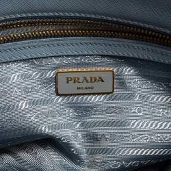 Pre Owned Prada Powder Blue Saffiano Lux Leather Small Galleria Tote