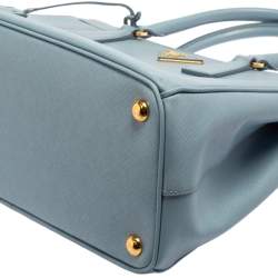 Pre Owned Prada Powder Blue Saffiano Lux Leather Small Galleria Tote