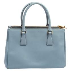 Pre Owned Prada Powder Blue Saffiano Lux Leather Small Galleria Tote