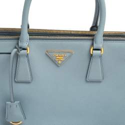 Pre Owned Prada Powder Blue Saffiano Lux Leather Small Galleria Tote