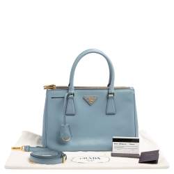 Pre Owned Prada Powder Blue Saffiano Lux Leather Small Galleria Tote