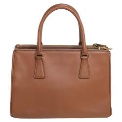 Pre Owned Prada Caramel Saffiano Lux Leather Small Galleria Tote