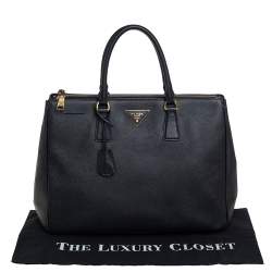 Pre Owned Prada Black Saffiano Lux Leather Large Galleria Tote