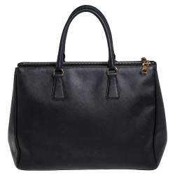 Pre Owned Prada Black Saffiano Lux Leather Large Galleria Tote