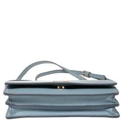 Pre Owned Prada Blue Leather Flap Crossbody Bag
