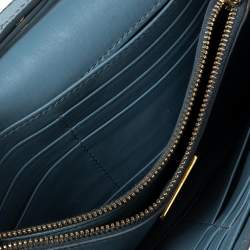Pre Owned Prada Blue Leather Flap Crossbody Bag
