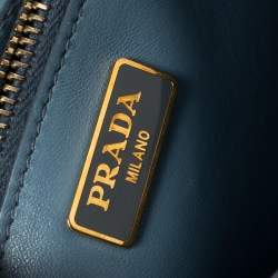 Pre Owned Prada Blue Leather Flap Crossbody Bag