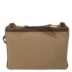 Pre Owned Prada Brown Canvas and Leather Crossbody Bag