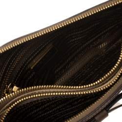 Pre Owned Prada Brown Canvas and Leather Crossbody Bag