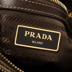 Pre Owned Prada Brown Canvas and Leather Crossbody Bag