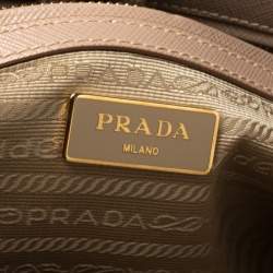 Pre Owned Prada Pink Saffiano Lux Leather Small Middle Zip Tote