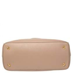 Pre Owned Prada Pink Saffiano Lux Leather Small Middle Zip Tote