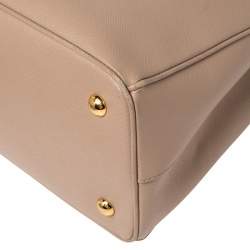 Pre Owned Prada Pink Saffiano Lux Leather Small Middle Zip Tote