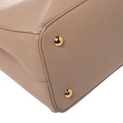 Pre Owned Prada Pink Saffiano Lux Leather Small Middle Zip Tote