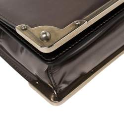 Pre Owned Prada Black/Metallic Saffiano Lux and Patent Leather Cahier Shoulder Bag