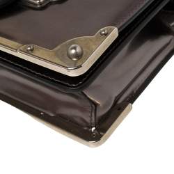 Pre Owned Prada Black/Metallic Saffiano Lux and Patent Leather Cahier Shoulder Bag