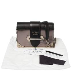 Pre Owned Prada Black/Metallic Saffiano Lux and Patent Leather Cahier Shoulder Bag