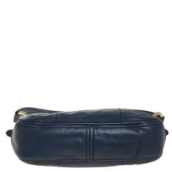 Pre Owned Prada Navy Blue Leather Zip Top Hobo