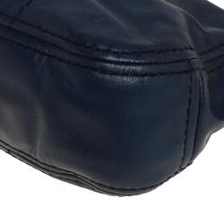 Pre Owned Prada Navy Blue Leather Zip Top Hobo