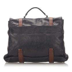 Pre Owned Prada Black Calf Leather Business Top Handle Bag