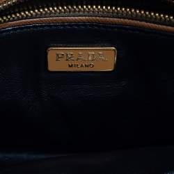 Pre Owned Prada Brown/White Saffiano Leather Box Shoulder Bag