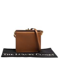 Pre Owned Prada Brown/White Saffiano Leather Box Shoulder Bag