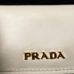 Pre Owned Prada Navy Blue/White Saffiano Leather Bibliotheque Tote