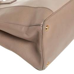 Pre Owned Prada Beige 2 Tone Saffiano Lux Leather Medium Double Zip Tote