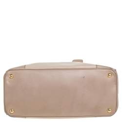 Pre Owned Prada Beige 2 Tone Saffiano Lux Leather Medium Double Zip Tote