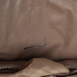 Pre Owned Prada Beige 2 Tone Saffiano Lux Leather Medium Double Zip Tote