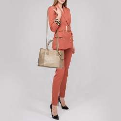 Pre Owned Prada Beige 2 Tone Saffiano Lux Leather Medium Double Zip Tote