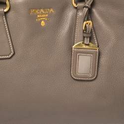Pre Owned  Prada Taupe Cervo Leather Side Zipped Tote