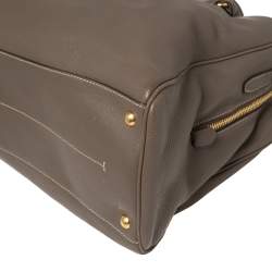 Pre Owned  Prada Taupe Cervo Leather Side Zipped Tote