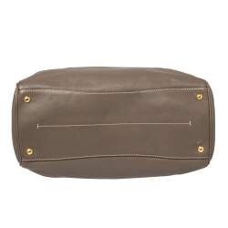 Pre Owned  Prada Taupe Cervo Leather Side Zipped Tote