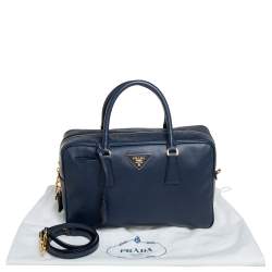 Pre Owned Prada Blue Saffiano Leather Top handle Bag