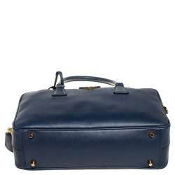 Pre Owned Prada Blue Saffiano Leather Top handle Bag