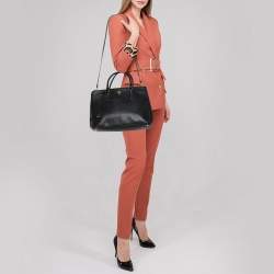 Pre Owned Prada Black Saffiano Lux Leather Medium Galleria Tote