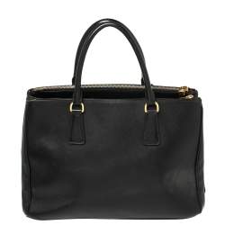 Pre Owned Prada Black Saffiano Lux Leather Medium Galleria Tote