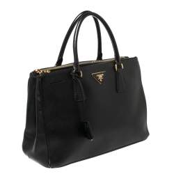 Pre Owned Prada Black Saffiano Lux Leather Medium Galleria Tote