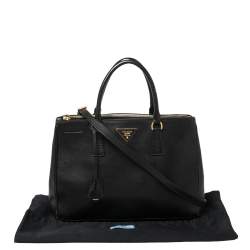 Pre Owned Prada Black Saffiano Lux Leather Medium Galleria Tote