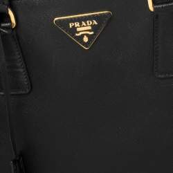 Pre Owned Prada Black Saffiano Lux Leather Medium Galleria Tote