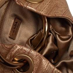 Pre Owned Prada Gold Printed Leather Ring Pouch