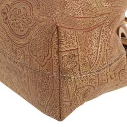 Pre Owned Prada Gold Printed Leather Ring Pouch