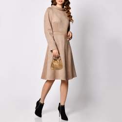 Pre Owned Prada Gold Printed Leather Ring Pouch