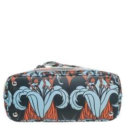 Pre Owned Prada Multicolor Lily Print Saffiano Leather Small Galleria Tote