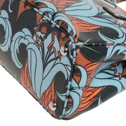 Pre Owned Prada Multicolor Lily Print Saffiano Leather Small Galleria Tote