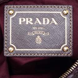 Prada Dark Burgundy Nylon and Leather Zip Messenger Bag