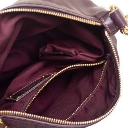 Prada Dark Burgundy Nylon and Leather Zip Messenger Bag
