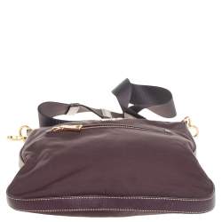 Prada Dark Burgundy Nylon and Leather Zip Messenger Bag